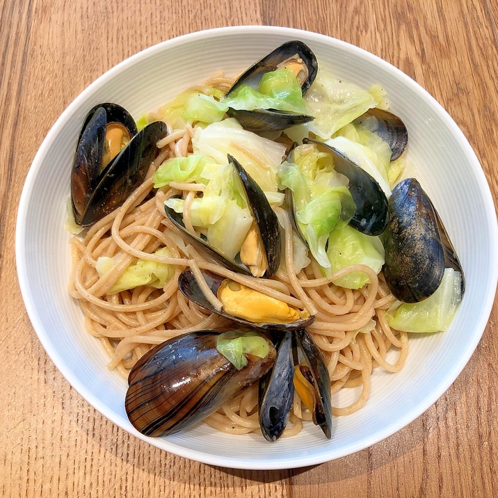 ♡ムール貝とキャベツの白ワインソースパスタ♡